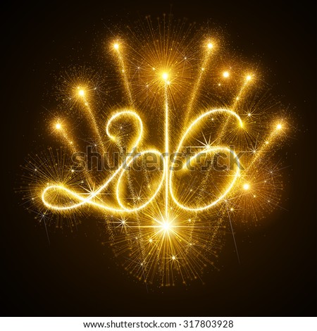 New Year fireworks and confetti 2016. Vector illustration. Stock photo © 
