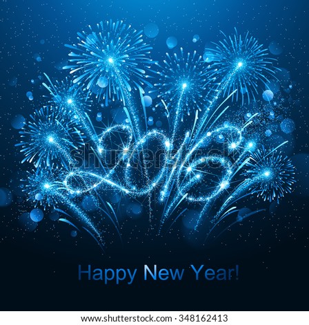 New Year fireworks and confetti 2016. Vector illustration Stock photo © 