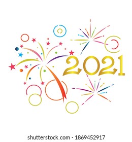 new year fireworks icon party design illustration colorful vector decoration background