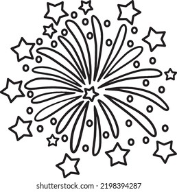 New Year Fireworks Isolated Coloring Page for Kids