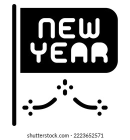 new year flags icon with glyph style and 64 px base. Suitable for website design, logo, app, UI, and etc.