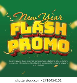 New Year Flash Promo Editable Text Effect with Golden Confetti
