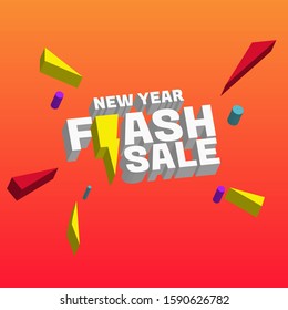 New Year Flash Sale 3d Background Design 2