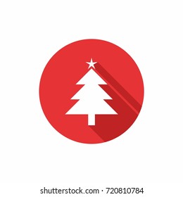 New year flat icon. Christmas tree symbol vector