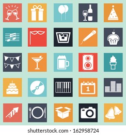 New year flat icon on green background, stock vector