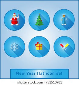 New Year flat icon set