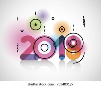 New Year   flat line design concept for greeting card and banner