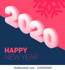 New year in flat style. 3d vector isometric illustration. Happy new year 2020 banner design. Management icon. Vector illustration.