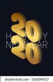 New year in flat style. 3d vector isometric illustration. Happy new year 2020 poster design. Management icon. Vector illustration.