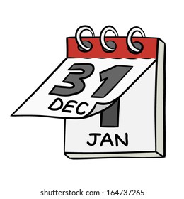 new year flip calendar / cartoon vector and illustration, isolated on white background.