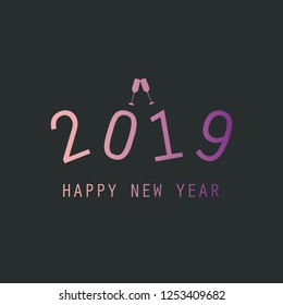New Year Flyer or Cover Design with Champagne Glass - 2019