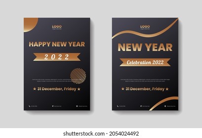 new year flyer design template. new year party celebration poster leaflet design template. flyer in A4, bundle, brochure design, cover modern layout, annual report, poster