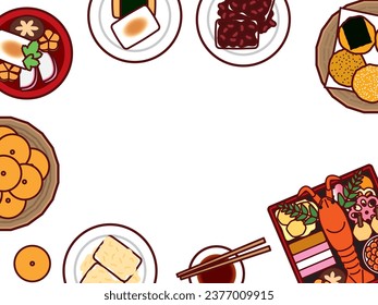 New year food frame illustration