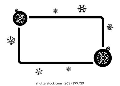New Year frame. Banner. Black silhouette. Horizontal front view. Vector simple flat graphic illustration. Isolated object on white background. Isolate.