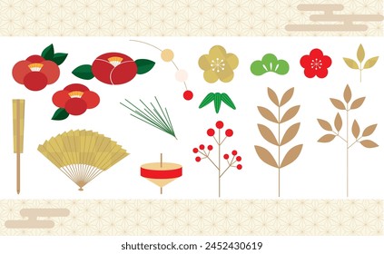 New year frame illustration material in soft colors