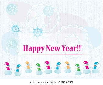 New Year Frame With Snowmen