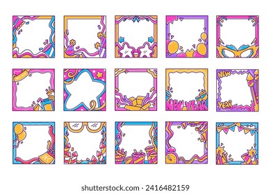 New year frame vector illustration set