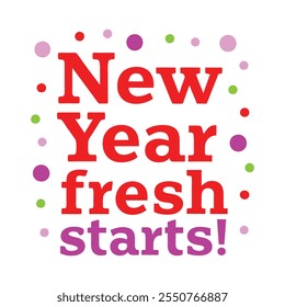 New year fresh start typography calligraphy design on white background 