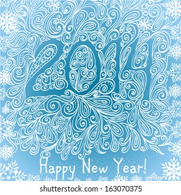 New Year in the frozen window 