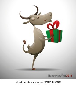 New Year funny goat, vector
