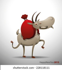 New Year funny goat, vector