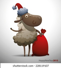 New Year funny Sheep. vector
