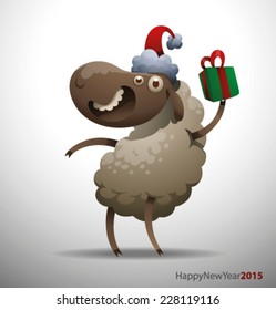 New Year funny Sheep. vector
