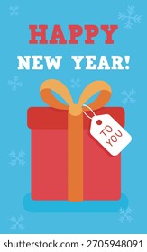 Ilustración de saludo de caja de regalo de año Nuevo.