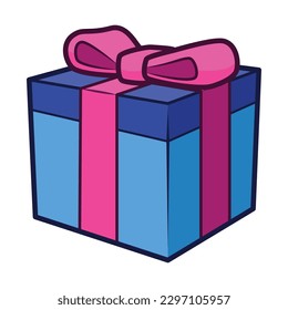 New Year Gift Box. New Year Icon Vector Illustration