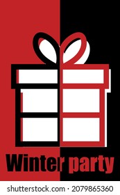 new year gift christmas holiday card, banner, web poster, flyer, brochure, greeting card, bright cover. Black and red design. Vector