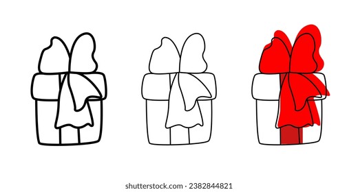 New year gift icon. Set of new year gift icons on white background. Flat vector illustration.