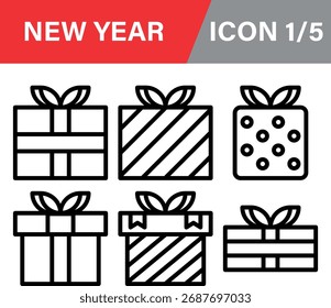 Icono de regalo de año Nuevo Set 01