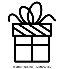 Icono de línea de regalo de Año Nuevo, concepto de Año Nuevo, signo de caja de regalo de Navidad en fondo blanco, icono de regalo en estilo de esquema para concepto móvil y diseño web. Gráficos vectoriales