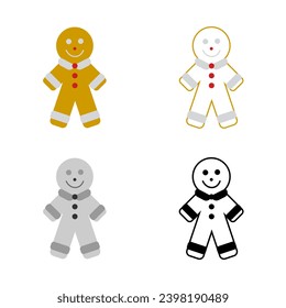 Neues Jahr Lebkuchen Mann Ikone. Set von neuen Jahren Lebkuchen Mann Symbole auf weißem Hintergrund. Flache Vektorgrafik.