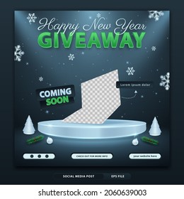 New year giveaway announcement square banner template