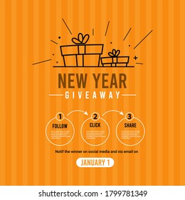 New year giveaway social media contest vector template.