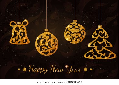 New Year glitter balls. Vector illustration EPS 10.