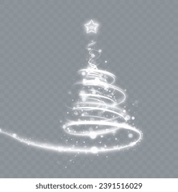 Nochevieja ilustración vectorial brillante de árbol de Navidad con resaltados y destellos para la decoración navideña.