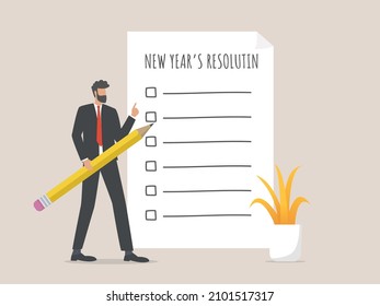 New Year Goals Checklist. Future Goal And Plans. Business motivation,inspiration concept.