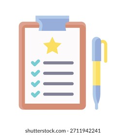 Ilustración vectorial de lista de verificación de objetivos de año Nuevo, icono de estilo plano