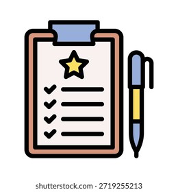 Ilustración vectorial de lista de verificación de objetivos de año Nuevo, icono de estilo relleno