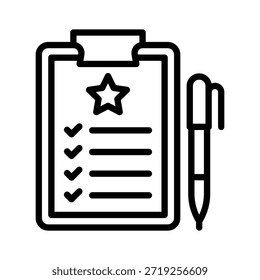 New Year Goals Checklist Vector Illustration, Line Style Icon