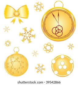New year  gold  attributes. Vector  illustration