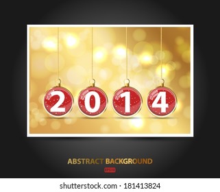 New Year gold background 2014. Vector EPS 10 illustration.