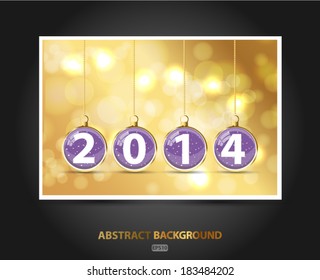 New Year gold background 2014. Vector EPS 10 illustration.