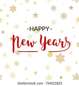 New Year gold glittering lettering pattern illustration design. Greeting holiday decoration seamless background