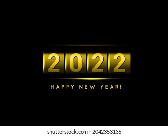 New Year golden counter 2022 vector illustration on black