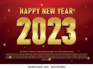 New year golden text effect template with 3d style use for logo and business brand