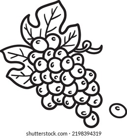 Página de Colores Aislados de Uvas de Año Nuevo para Niños