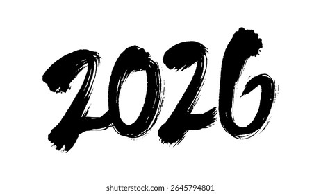 Material Gráfico de Ano Novo - Caligrafia manuscrita de escova de 2026
